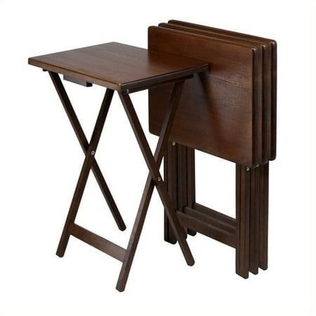 Pemberly Row Rectangle TV Table in Antique Walnut Finish Set of 4